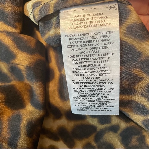 LAUREN Ralph Lauren Brown Black Leopard Print Long Sleeve Button Down Shirt. Med - Picture 13 of 15